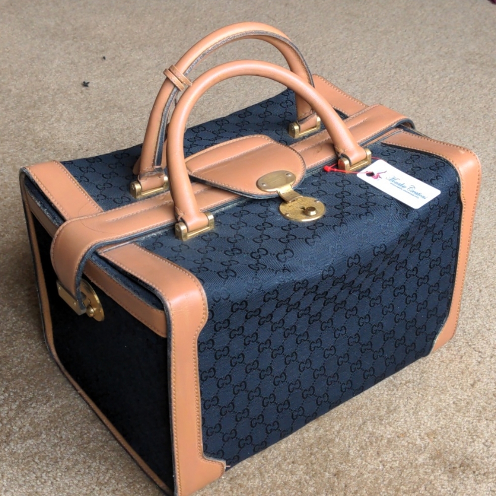 Gucci Black Monogram Canvas & Leather Train Case